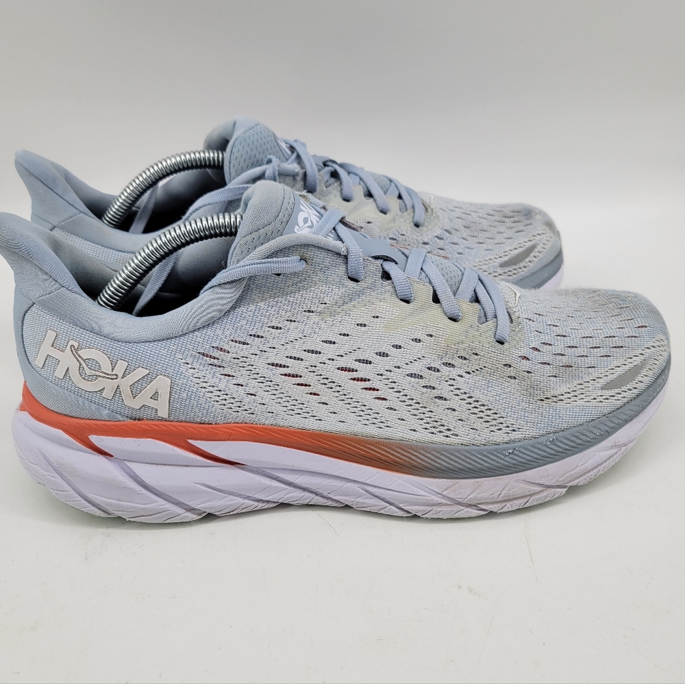 Hoka Women's Blue and Orange Athletic Shoes Wmns Clifton 8 'Blue Fog Size 11